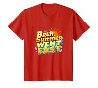 Bruh Summer Went Fast: Nostalgic Beach Vibes T-Shirt, Kids, Red, 10 Years