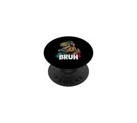 Bruh T Rex Headset Dinosaur Gamer Video Games Funny Gaming PopSockets Adhesive PopGrip