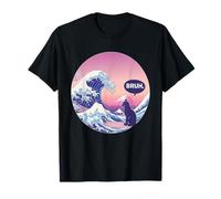 Bruh The Great Wave Kanagawa Funny Japanese Surfing Cat T-Shirt