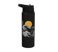 Bruh. The Great Wave Kanagawa Japanese Funny Surfing Cat Stainless Steel Insulated Water Bottle