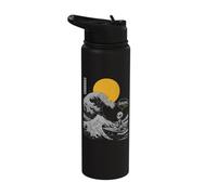 Bruh. The Great Wave Kanagawa Japanese Surfing Alien Stainless Steel Insulated Water Bottle