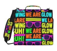 Bruh We are Glowing Colorful 3 Ringing Office Binder Organizer with Handle and Removable Shoulder Strap Waterproof Portable Home Travel Storage Bag for School and Office
