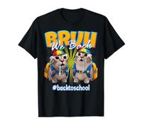 Bruh We Back Drooling Cat Back to School Funny Meme T-Shirt