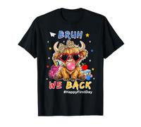 Bruh We Back Happy First Day Highland Cow Back to School T-Shirt