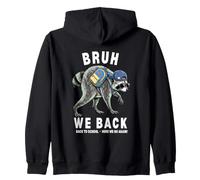 Bruh We Back Teachers Students Cute Jimothy Raccoon Zip Hoodie