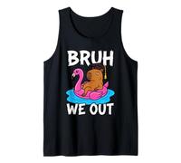 Bruh We Out Capybara Flamingo Float Graduation Cap Art Tank Top