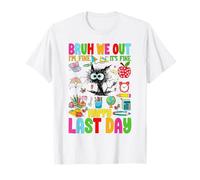 Bruh We Out Happy Last Day Teacher Student Black Cat T-Shirt