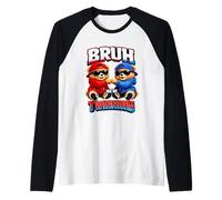 Bruh We're Twinning Boys Twin Day Spirit Week Teddy Bear Kid Raglan Baseball Tee