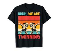 Bruh We're Twinning Retro Dabbing Brothers Matching Boys 70s T-Shirt