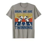 Bruh We're Twinning Retro Dabbing Brothers Matching Boys 70s T-Shirt