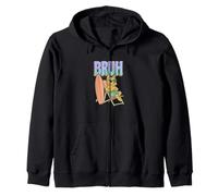 Bruh Yorkshire Terrier Surfing Funny Dog Zip Hoodie