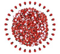 Bruislard 200 Pcs Wooden Ladybird Ladybug Sticker Mini Resin Ladybugs | Micro Cute Insect Nail Art Charms, Tiny Resin Ladybug Animals, for Dollhouse Cake Decorations DIY Craft