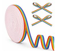 Bruislard 25 Yards Rainbow Striped Ribbon Double Faced Rainbow Ribbon Stripe Grosgrain Rainbows Ribbons Colorful Pride Fabric Ribbons for DIY Hair Bows Gift Birthday Wedding Decoration