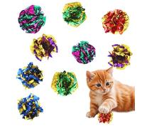 Bruislard 30 Pack 2.36" Interactive Crinkle Balls Cat Crinkle Toy Ball Bright Colors Cat Ball Toys Colorful Chew and Chase Cats Toys for Indoor Cats Kittens to Keep Fit Active