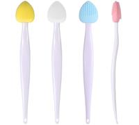 Bruislard Lip Care Brush, Pack of 4 Lip Exfoliating Brushes, Silicone Exfoliating Lip Brush, Double-Sided Exfoliating Tool, Blackhead Brushes for Brightening Dark Lips, Smoother and Fuller