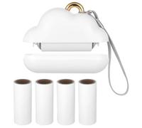 Bruislard Mini Travel Lint Roller Mini Lints Remover Portable Cat Pet Hair Rollers Reusable Lint Roller with Cover for Clothes with 5 Rolls of Refillable Sheets (White)