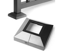 Brukid 2" Post Base Cover, Split Type Post Skirt, for Indoor/Outdoor Iron Deck Railing, Stair Post Base Decorative Post Covers Skirt (1Pack-Black)