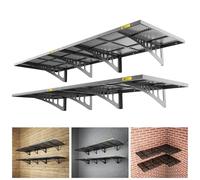 Brukid 4-Pack 2x3ft Adjustable Rail Type Wall Shelves Garage Storage Racks, Suitable for Garage, Storage Room, Kitchens Wall Mounted Floating Shelf (Black)