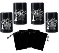 BRUKUSUR 2.7 inch Small Urns for Ashes - Set of 4, Aluminium Mini Urns, Ashes Holder, Cremation Urns for Ashes, Small Keepsake urns-A Limb has Fallen from The Family Tree-Black