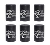 BRUKUSUR Small Black Aluminum Urns Set of 6 Mini Urns for Ashes with Tree of Life Pattern and Secure Screw Lid