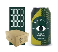 Brulo Non-Alcoholic Beer 12 Pack- 7 Grain, 7 Hop Alcohol-Free Craft Beers, Low-Calorie Lager Cans, Great Gift for Men, Dry January Drink