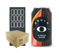 Brulo Non-Alcoholic Beer 12 Pack-Fruit Gose Alcohol-Free Craft Beers, Low-Calorie Lager Cans, Great Gift for Men, Dry January, Zero Alcohol
