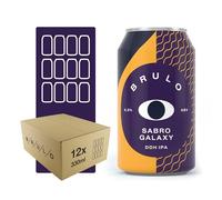 Brulo Non-Alcoholic Beer 12 Pack-Sabro Galaxy Alcohol Free Craft Beers, Low Calorie Lager Cans, Great Gift, Dry January Drink, Zero Alcohol