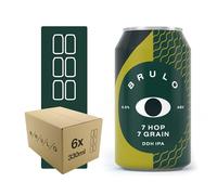 Brulo Non-Alcoholic Beer 6 Pack- 7 Grain, 7 Hop Alcohol-Free Craft Beers, Low-Calorie Lager Cans, Great Gift for Men, Dry January Drink
