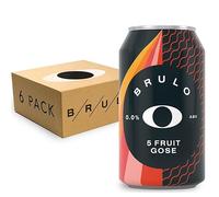 Brulo Non-Alcoholic Beer 6 Pack-Fruit Gose Alcohol-Free Craft Beers, Low-Calorie Lager Cans, Great Gift for Men, Dry January Drink, Zero Alcohol