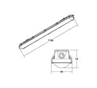 BRUMBERG Humid One Pro LED wraparound light, DALI, 119 cm