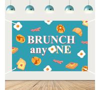 Brunch Themed Party Decorations, Brunch Anyone Backdrop Blue Breakfast Food 1st Birthday Party Decor for Boys Let's Brunch Theme First Birthday Supplies Photo Booth Props