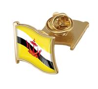 Brunei Darussalam Flag Brooch - Simple Retro Geometry Badge Pin For Patriotic Men Women Personality Badge Button Collar Pin