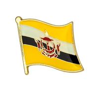 Brunei National Flag Enamel Pin Badge Yellow Black White Crest Metal Lapel Brooch Country Flag Souvenir Collectible Gift Accessory Pin 1.9cm x 1.5cm