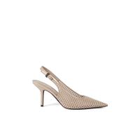 Brunello Cucinelli calfskin net slingback heels with monili - Grey 36-36 1/2-37-38-38 1/2-39-40-41