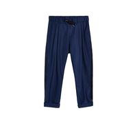 Brunello Cucinelli Kids silk diagonal tuxedo trousers with drawstring and double pleats - Blue 8-9-10-11-12-12+