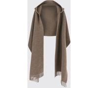 BRUNELLO CUCINELLI Long Hooded Wool and Cashmere Cape with Fringes - Size: OS - female