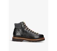 Brunello Cucinelli Mens Black Chunky-sole Tonal-stitching Leather Hiking Boots Eur 46 / 12 Uk Men