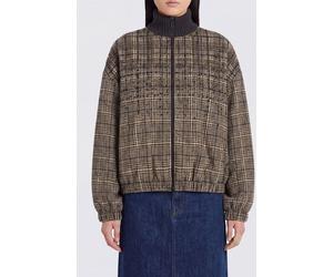 BRUNELLO CUCINELLI Relaxed Fit Prince of Wales Wool Bomber Jacket with Sequins - Size: 36 - female