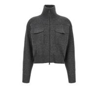 BRUNELLO CUCINELLI 'Shiny Zipper Pull' Wool Cardigan XS