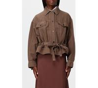 BRUNELLO CUCINELLI Short Jacket in Linen and Cotton with a Tie-Waist Belt - Size: 38 - female