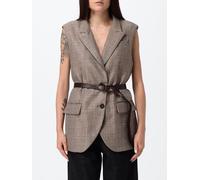 BRUNELLO CUCINELLI Single-Breasted Houndstooth Virgin Wool Tailored Vest - Size: 40 - female