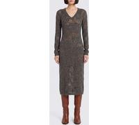 BRUNELLO CUCINELLI Slim Fit V-Neck Wool Knit Midi Dress - Size: M - female
