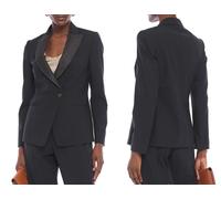 Brunello Cucinelli Sparkle-lapel Embellished Bead Twill Wool Blazer Jacket New S