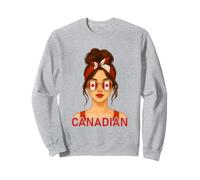 Brunette Canadian Girl Canada Flag Canadian Girlfriend Wife Sweatshirt