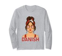 Brunette Danish Girl Denmark Flag Danish Girlfriend Wife Long Sleeve T-Shirt