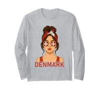 Brunette Danish Girl Denmark Flag Danish Girlfriend Wife Long Sleeve T-Shirt