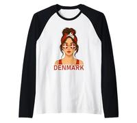 Brunette Danish Girl Denmark Flag Danish Girlfriend Wife Raglan Baseball Tee