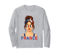 Brunette French Girl France Flag French Girlfriend Wife Long Sleeve T-Shirt