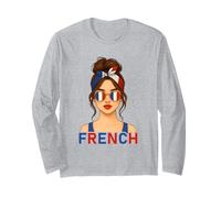 Brunette French Girl France Flag French Girlfriend Wife Long Sleeve T-Shirt