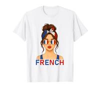 Brunette French Girl France Flag French Girlfriend Wife T-Shirt